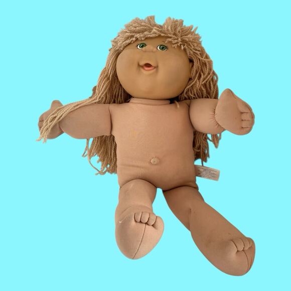 Vtg Cabbage Patch Kids Doll Blonde Hair Green Eyes Girl Dimples Play Along CPK - Picture 8 of 16